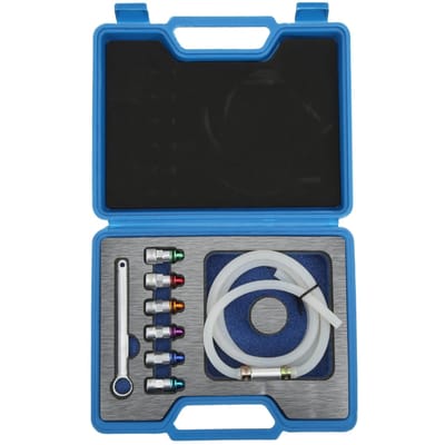 Kit de clés de purge de freins Métal Caoutchouc 7‑12mm 6 Adaptateurs 1 Tuyau de vidange Universel pour Voiture SUV Camion léger Moto black