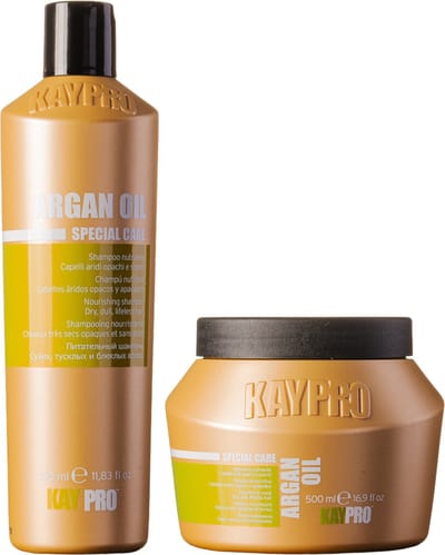 KayPro Argan oil set shampoo 350ml & haarmasker 500ml - bundel ideaal voor het verzorgen van droog, dik en beschadigd haar - haarverzorging set - Geschenkset - Giftset - voordeelverpakking