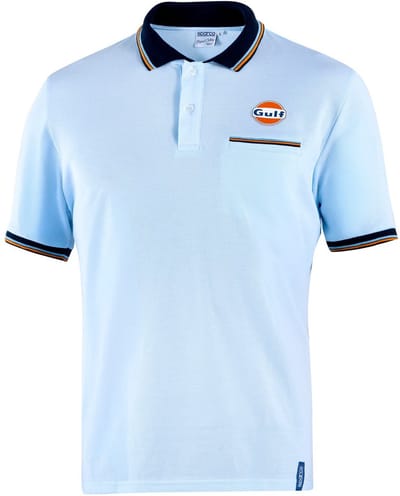 Sparco Gulf Gulf Piqué Pocket Poloshirt - Wit/Marineblauw/Lichtblauw — XL