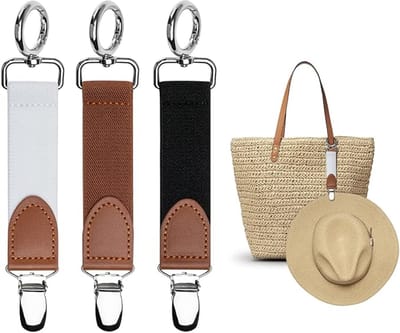 Daity Set van 3 reishoedclips - geschikt voor handtassen - rugzakken en koffers; elastische hoedclips; outdoor reisaccessoire voor dames (meerdere kleuren).