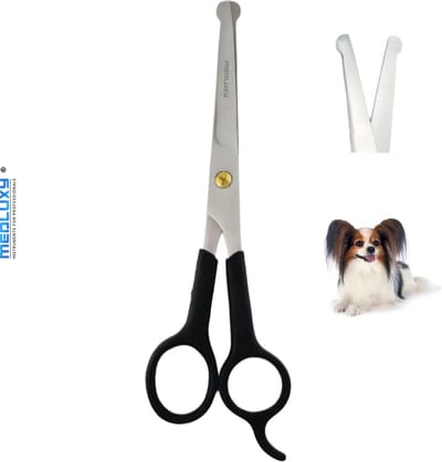 Medluxy PET - Snoet en Potenschaartje - Rechte schaar bladen - Afgeronde tip - 15 cm - zwart handgreep - PS0523 - Rechtshandig (trimschaar, vachtschaar, schaar voor dieren, hond schaar)