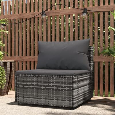 Tuinbank met kussen - Buitenbank polyrotan - Ontspannen in tuin - Weerbestendig materiaal - 68 x 48 x 48 cm