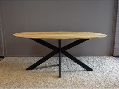 Eettafel Paris ovaal mangohout facet rand 160x90 cm - Naturel | Meubelplaats