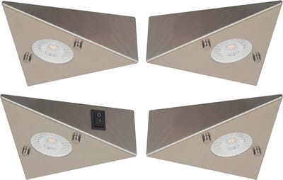 Thuys – Set Van 4 Driehoekige – LED Inbouwlampen – Roestvrij Staal Keukenlampen – Met Schakelaar – Warm Wit