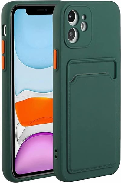Telefoonhoesje Geschikt voor: iPhone 12 Pro Max siliconen Pasjehouder hoesje - Donker Groen