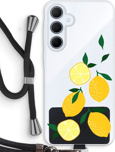 Case Company® - Hoesje met koord geschikt voor Samsung Galaxy A35 hoesje met Koord - You're my lemon - Telefoonhoesje met Zwart Koord - Bescherming aan alle Kanten en Over de Schermrand