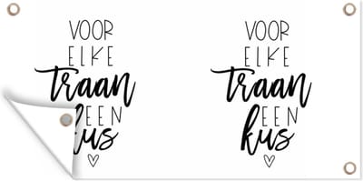 Schuttingposter Beterschap - Quotes - Wit - Kus - 200x100 cm - Tuindoek
