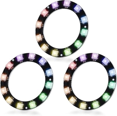 Individueel adresseerbare WS2812 RGB LED Ring van 50 mm voor Arduino en Raspberry Pi, Perfect voor DIY Projecten, Set van 3 Stuks