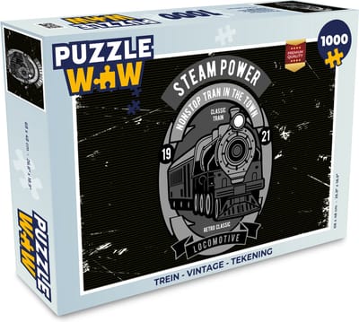 Puzzel Trein - Vintage - Tekening - Legpuzzel - Puzzel 1000 stukjes volwassenen