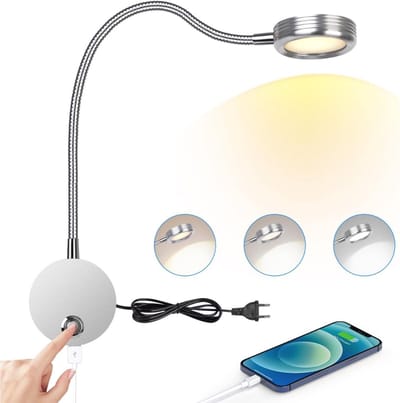 DailySupplies® Bedlampjes Hoofdbord - Leeslampjes met Meerdere Standen - Bedlamp Slaapkamer Volwassenen - Zilver