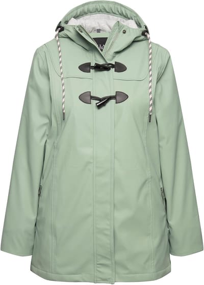 Ulla Popken - Dames - HYPRAR regenjas waterdicht capuchon ritszakken - Mintgroen - Maat 46+