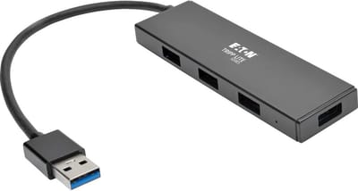 Tripp Lite 4-Port Portable Slim USB 3.0 Superspeed Hub w/ Built In Cable - hub - 4 ports USB hub - 4 - Zwart
