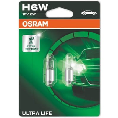 Ams-Osram Gloeilamp OSRAM H6W Ultra Life 12V/6W, 2 Stuk