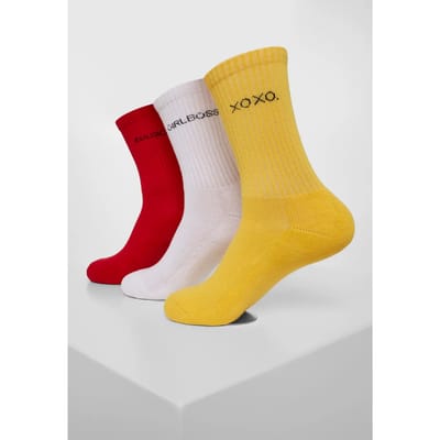 Urban Classics - Wording 3-Pack Sokken - 43/46 - Multicolours/Rood