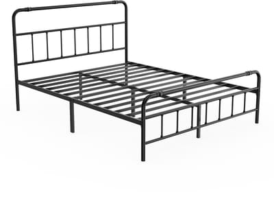 NAIZY Bedframe met Hoog Hoofdbord 160x200 cm Metalen Bedframe met Opbergruimte Metalen Bedframe voor Gastenbed Jeugdbed Tweepersoonsbed