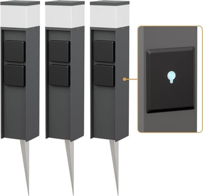 Tuinpaal met stopcontacten - Padverlichting buiten - Sfeerverlichting tuin - Smart Home bediening - 39cm hoog - Antraciet