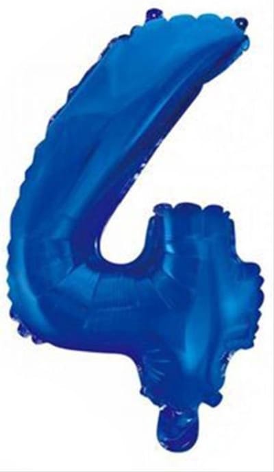 CHPN - Folieballon - 4 jaar - 40CM - Cijferballon - Blauw - Ballon - Feestdecoratie - Eerste verjaardag - Party - Verjaardag - 4 - Vier