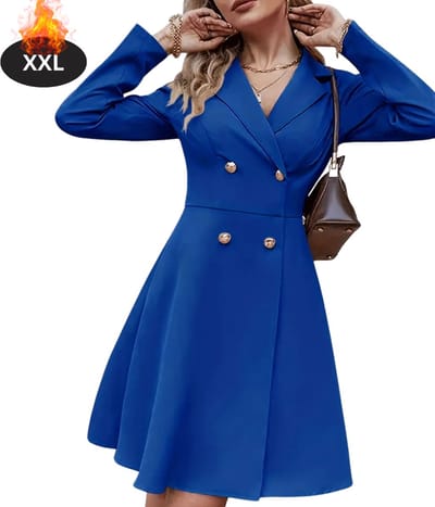 Livano Mantel Dames - Tussenmantel - Jas - Mantelpakje - Trenchcoat - Overjas - Overcoat - Winter - Blauw - XXL
