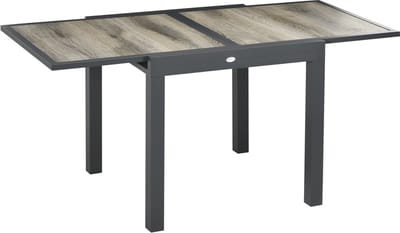FloraGrace Tuintafel - Uitschuifbare Eettafel Voor Tuin En Terras - Houtlook Tafelblad Met Aluminium Frame - 160 x 80 x 75 cm - Beige En Grijs