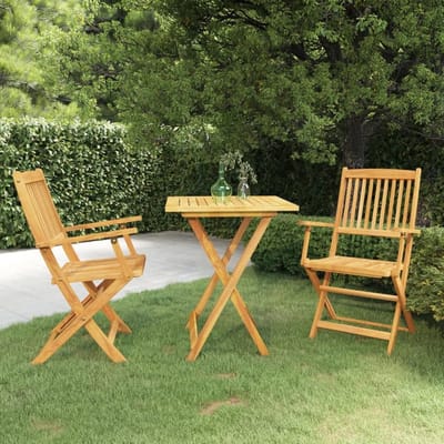 Houten Tuinset - Inklapbaar Meubilair - Buiten Dineren - Massief Acaciahout - 60x60cm Tafel - Natuurlijk Hout