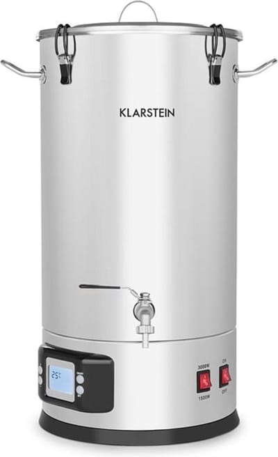 Klarstein Maischfest Maischketel 5-Delig 1500/3000W 35L LCD RVS - Bierbrouwset Brouwketel Thuisbrouwset - 34L 1500W 81 cm 9,2 kg - voor Bierbrouwers voor Thuis - RVS Display - Bierbrouwsysteem