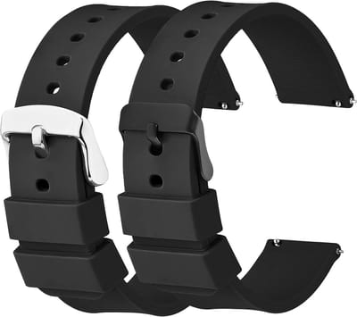 2 Stuks Zachte Silicone Horlogeband 22mm, 20mm, 18mm - Vervangende Rubber Strap met Snelle Bevestiging en RVS Gesp voor Comfortabel Draaggemak