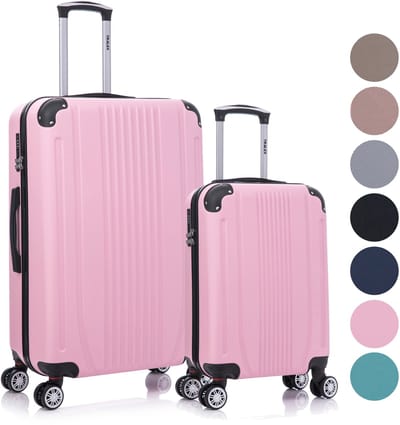 TRALEX - Levante - 2 Delig kofferset - 39L&97L - Handbagage - 39L - Grote koffer - 97L - ABS - Harde schaal - Cijferslot - Lichtgewicht - Flexibel - Duurzaam - Stille (rubberen) wielen - Dubbele spinnerwielen - Lichtroze