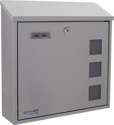 Rottner Brievenbus Nora RVS - 36x36x10 cm - Inworp: 34,5x3,5 cm