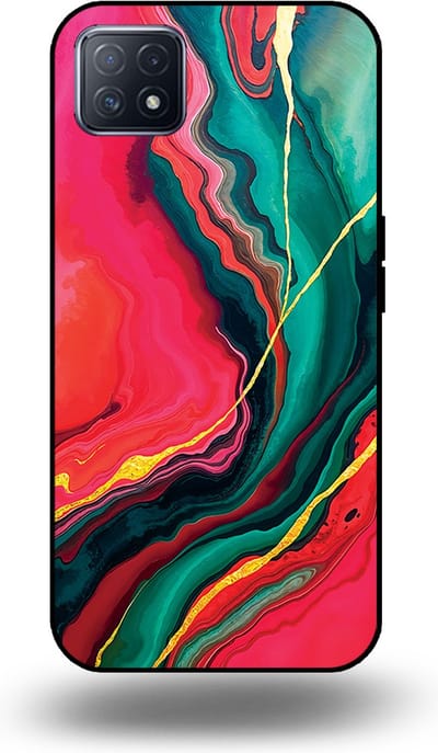 Smartphonica Telefoonhoesje Geschikt voor OPPO A53 5G / A72 5G / A73 5G met Rood Groen Marmer Opdruk - TPU Backcover Case Red Green Marble Design geschikt voor Oppo A53 5G;Oppo A72 5G;Oppo A73 5G