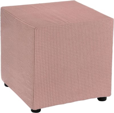 Voetenbankhoes Vierkant - Ottomaanse hoes - Meubels Vernieuwen - Wasbaar Polyester - 45 x 45 x 45 cm - Roze