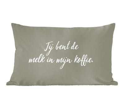 Sierkussens - Kussentjes Woonkamer - 50x30 cm - Quotes - Koffie - Spreuken - Jij bent de melk in mijn koffie - Partner