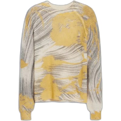 Round Neck Long Sleeve Patterned Knitwear Wo - Yellow