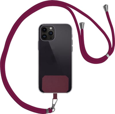 Universeel Telefoonkoord Telefoonkoorden Verstelbaar - Universeel Telefoon Koord Polyester Telefoonkoord - Donkerrood