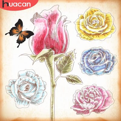 Diamant borduurwerk bloemen diamant mozaïek verkoop bloem 5d diamant schilderij 30x30 pink