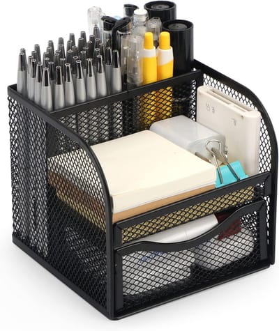 Multifunctionele Bureau Organizer met Lade - Metalen Potlood en Pen Houder voor Kantoor Benodigdheden