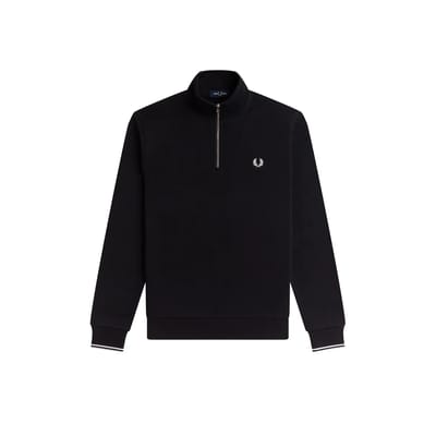 Fred Perry Half Zip Trui Zwart - Maat M - Heren - Schipperstrui