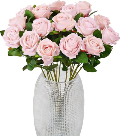 20 Kunstbloemen Roze - 50CM - Rozen - Boeket - Zijde