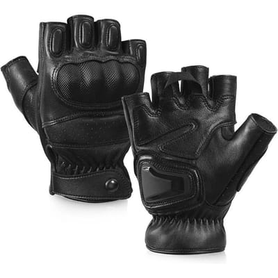 Nouveaux Gants de Vélo Mi-Doigts Coque Dure Anti-Collision et Antidérapants Sports d'Extérieur Gants de Moto Entraînement Gants Tactiques M black