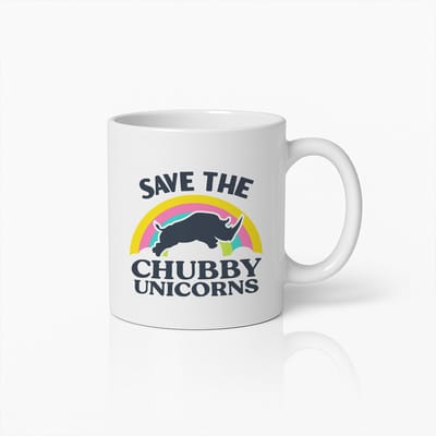 Red de Dikke Eenhoorns Mok 330ml – Grappige Neushoorn Koffiebeker – Humoristisch Cadeau voor Dierenliefhebbers