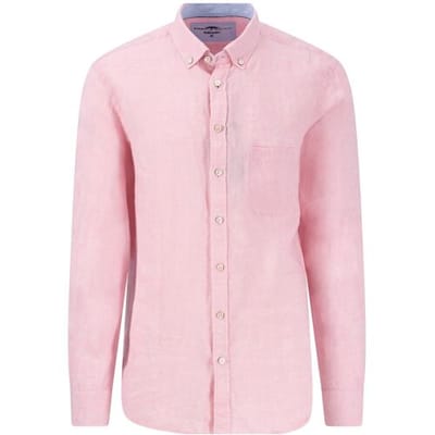 Fynch-Hatton Overhemd Uni Color Premium Linnen Button-Down Peony / male