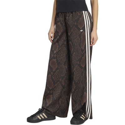 Adidas Satin Snake Print Wide Leg Track Joggers Broeken Dames - Bruin - Maat XXS (26-28) - Poly Mesh