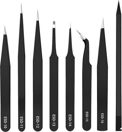 ESD Pincetten Set - Precisie pincetten Antistatisch - Elektronica Reparatie - Roestvrij Staal Coating - 7 stuks - Kleur 2