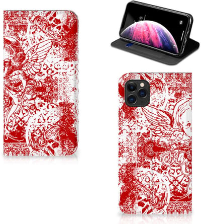 Mobiel BookCase Apple iPhone 11 Pro Max Angel Skull Rood