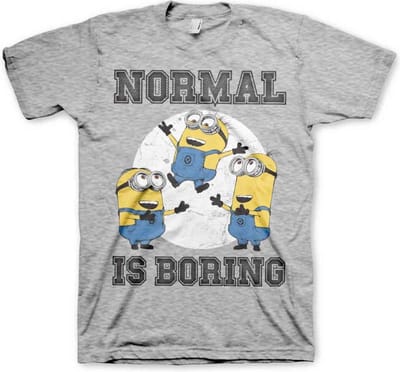 Minions Heren Tshirt -S- Normal Life Is Boring Grijs