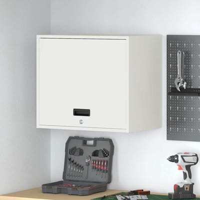 Wandkast Garage - Opbergkast Metaal - Spullen Opbergen - Gasveer Deur - 60 x 40 x 53 cm - Wit