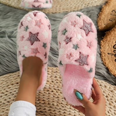 Winter Binnen Anti-Slip Pantoffels Veelkleurig Dames Huis Pluche Katoen Slippers Comfort Warm Platte Zool Schoenen 36 white