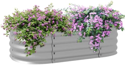 Plantenbak - Modulair Tuinbed - Bodemloos Ontwerp - Weerbestendig - Bloembak - Plantenbed - Kweekbak - Moestuinbak - voor Buiten, Terras, Tuin & Balkon - voor Groenten, Bloemen & Kruiden - 105 x 62 x 30 cm - Zilver