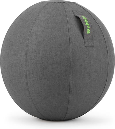 Wobblez® Sphere Zitbal 65 cm met voetpomp - Antraciet linnen hoes - voor mensen van 165-185 cm