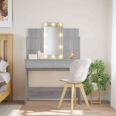 vidaXL - Kaptafel - met - LED-verlichting - 96x40x142 - cm - grijs - sonoma