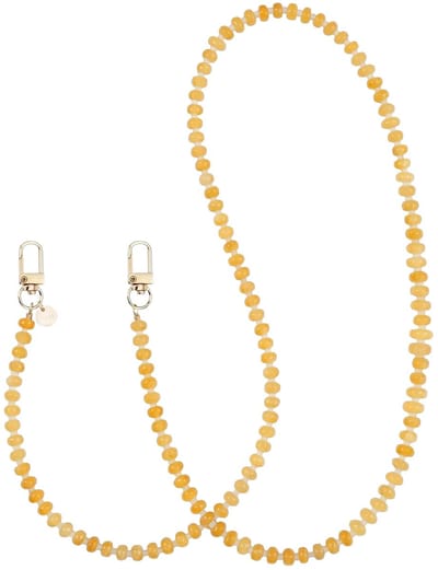 xoxo Wildhearts telefoonkoord - Dusty Yellow - Lang koord - Geschikt voor iPhone - Geschikt voor Samsung - Universeel - Phone cord - Telefoonketting - Koord voor telefoon - Telefoon hanger - Kralenketting - Geel